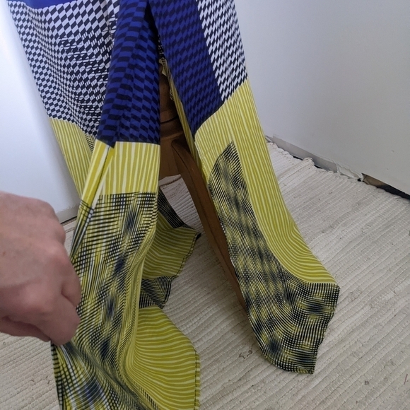 JOAN Vaas Geometric Sleeveless Maxi Dress Navy Yellow M - Picture 9 of 16